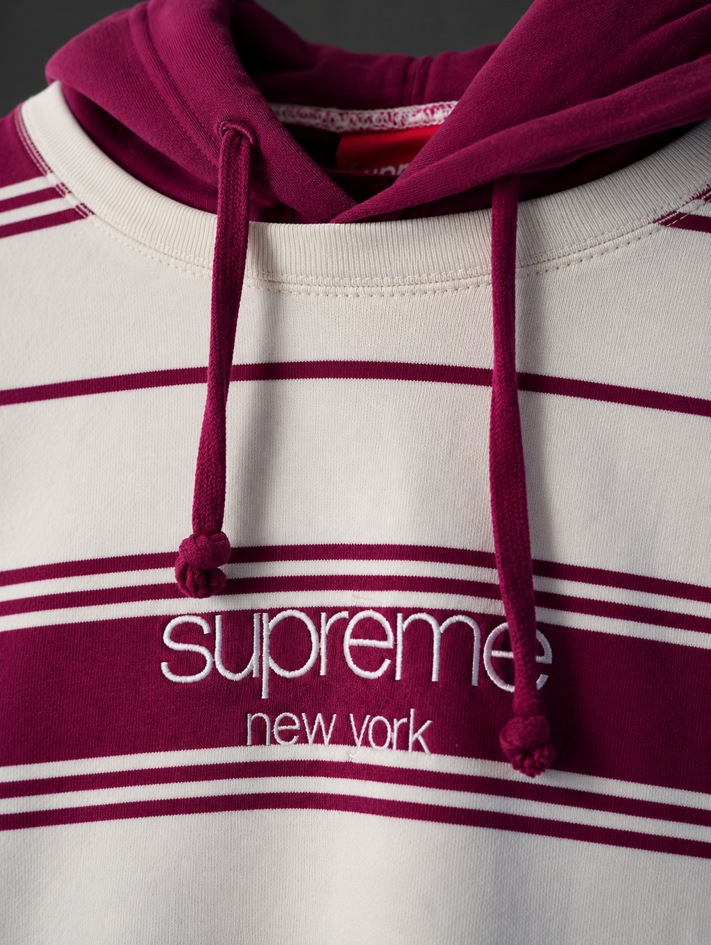 Supreme Striped Hooded Crewneck – FW16