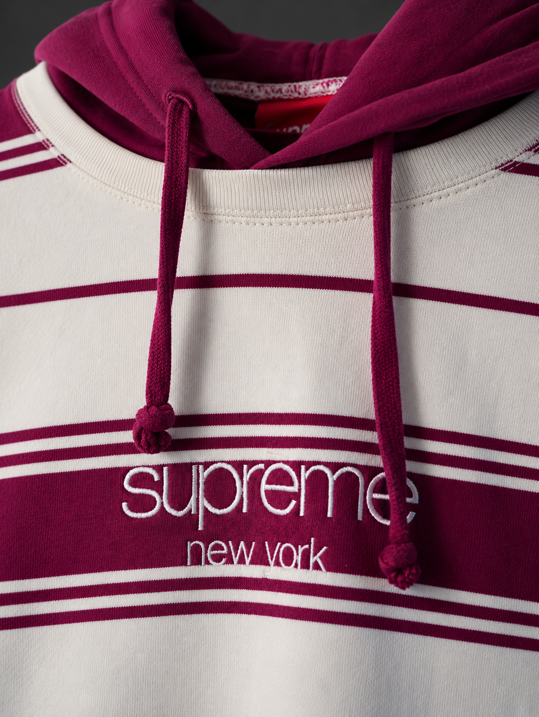 Supreme Striped Hooded Crewneck – FW16